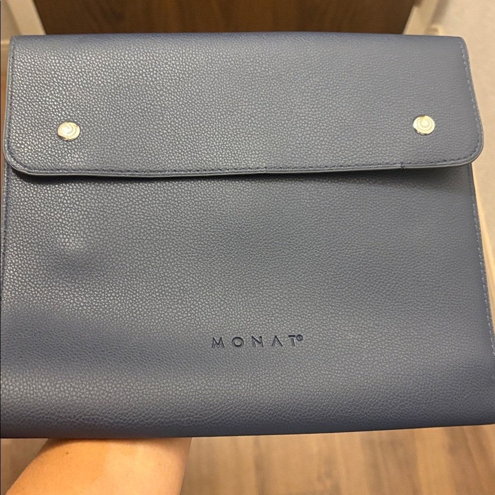 Navy Blue Monat Vegan Leather Folding Organizer Clutch